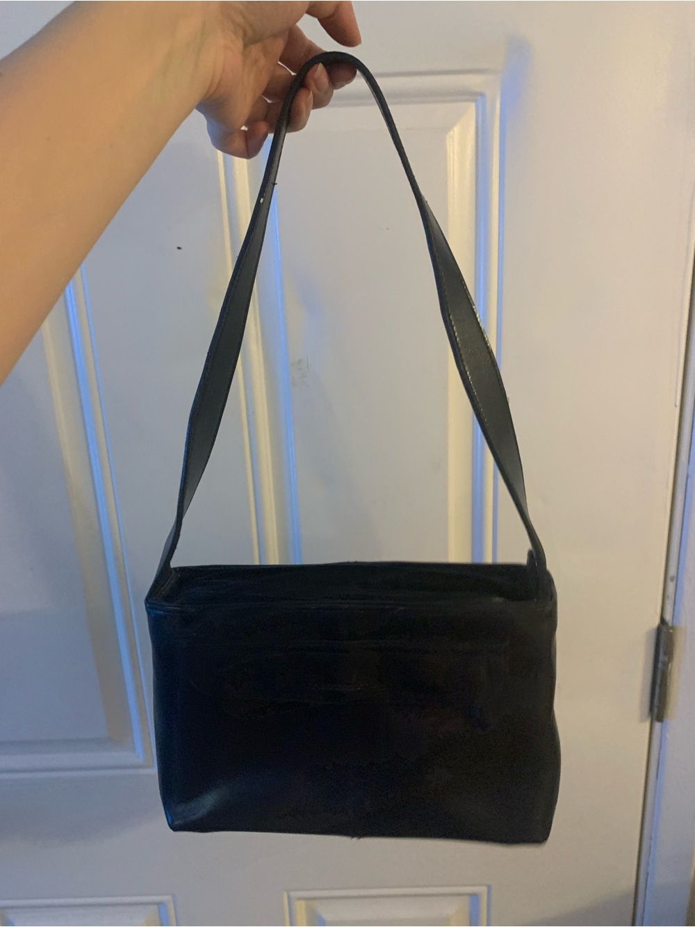 Vintage Black Leather Purse shoulder bag Liz Claiborne Leather Co. Pockets 80s